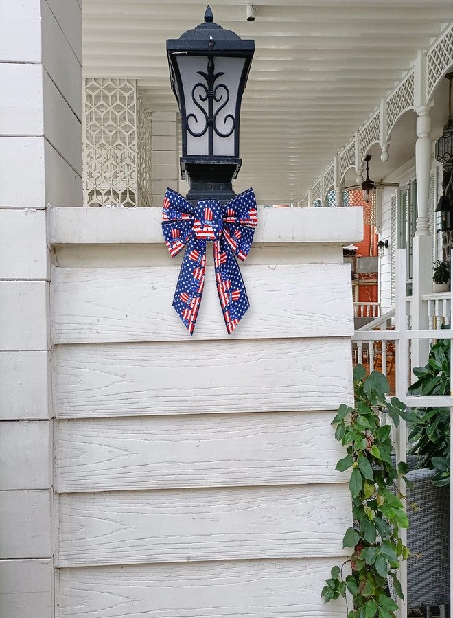 Lamantery 3Pack 8In Patriotic Wreath Bow 4th of July Bows America Flag Patriotic Tree Top 4th of July Party Tree Topper for Memorial Day Independence Day Decorations - Image 5